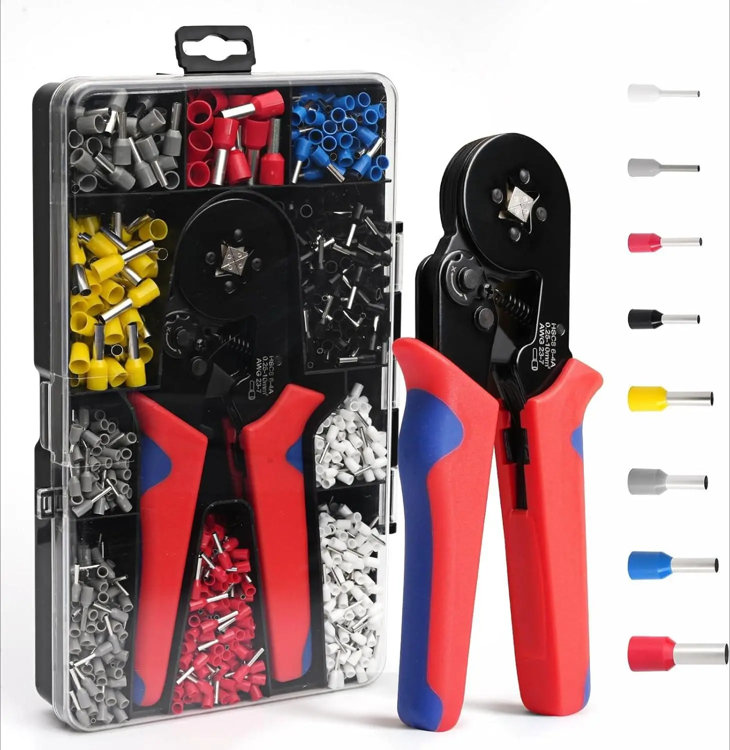 1200PCS Ferrule Crimping Tool Kit | Self-Adjusting Ratchet Wire Crimper AWG 23-7 (0.25-10mm²) with Insulated Wire Ferrules | Professional Electrical Terminal Connector Set for Electricians, Automotive, Marine & DIY Wiring