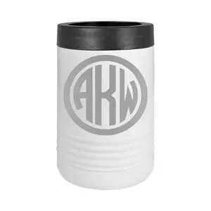 Personalized CIRCLE MONOGRAM, 2 or 3 Letter Circle Monogram Can Colster Gift Laser Engraved 12 oz. Stainless Steel Can Colster 13 Colors Available
