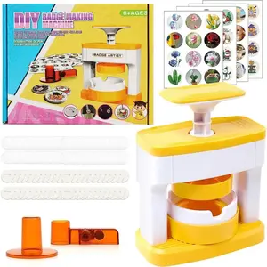 DIY Badge Making Machine, 1 Set Badge Making Kit with Cute Cartoon Patterns, Manual Badge Maker for DIY Button Pins, Badge Decoration, Handmade Crafts