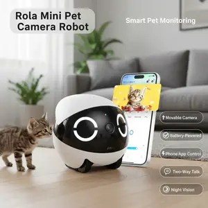 Enabot ROLA Mini FamilyBot 2K Pet Camera Robot Movable Indoor Battery-Powered with Phone App One-Touch Call 2-Way Talk Night Vision Motion Detection Video Recording