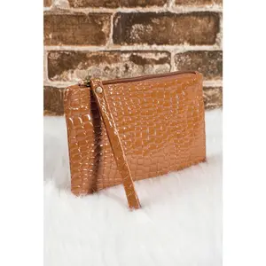 Brown Crocodile Wristlet RTS