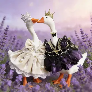 7-Inch Desktop Goose Outfits: 2-Piece Matching Couple's Set of Desktop Goose Accessories—Festive Knitted Decorations and Magnetic Goose Attire—Ideal for Home, Office, and Desktop Decor & Gifting