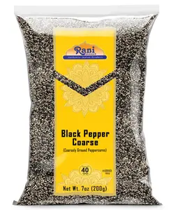 Rani Black Pepper Coarse Ground 28 Mesh (Table Grind), 7oz (200g) ~ Gluten Friendly | Non-GMO | Kosher | Natural