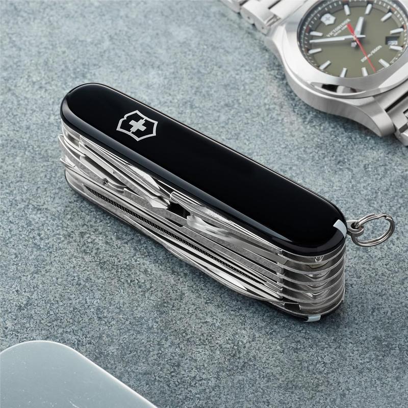Swisschamp swiss army knife, 33 function swiss made pocket knife with large blade, screwdriver, chisel and combination pliers