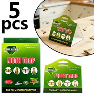 5-Pack Moth Traps, Green Killer, Pest Control for Kitchen & Food Storage, Easy-To-Use Fly Traps for Indoor/outdoor Use, Desktop Placement