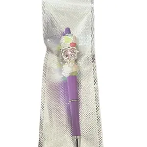 Magical Writing Pens Purple Pen with Colorful Decorative Top and Mesh Bag Packaging for Meditations and Memory Recall