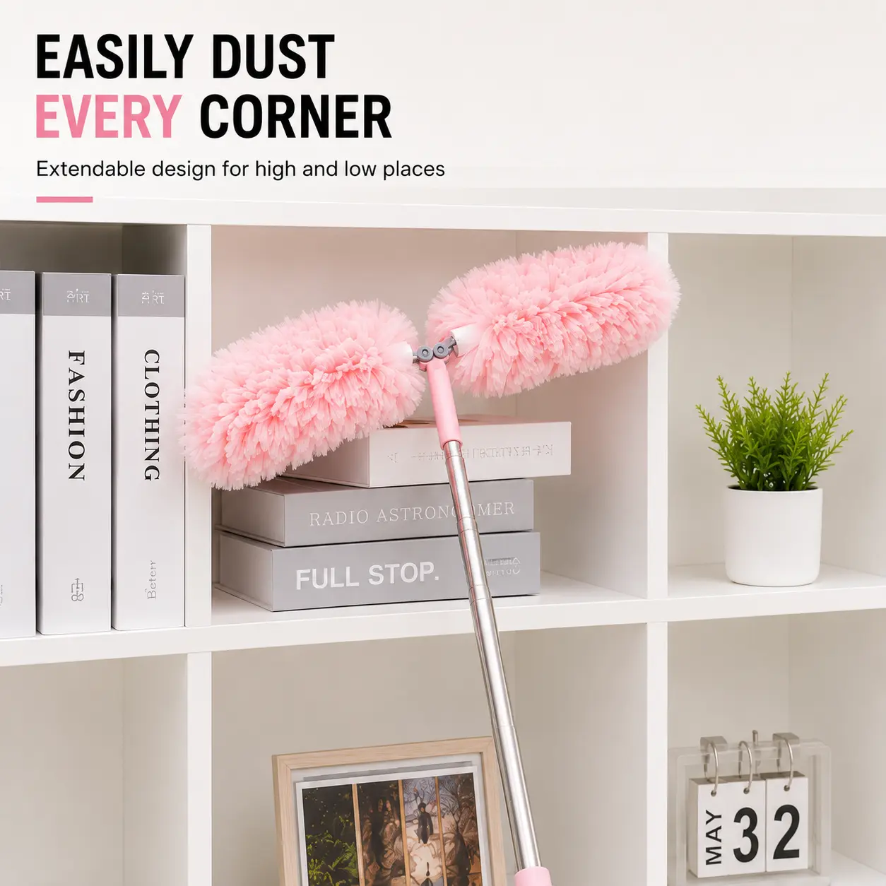 SOPAMI Household Extendable Telescopic Microfiber Feather Duster, Flexible Bendable Washable Dust Remover for Home Ceiling, High Corners Cleaning