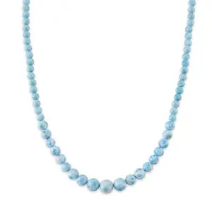 Larimar 215.00 ctw Beaded Necklace in Rhodium Over Sterling Silver 20-22 Inches