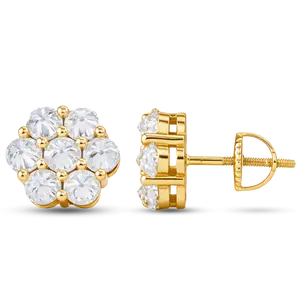 Moissanite Reverse Setting Honeycomb Cluster Stud Earrings in 925 Sterling Silver