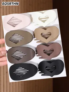 8pcs Curry diamond hollow duck bill big love hair clip set, Curry love diamond autumn and winter hair accessories combination, diamond hollow duck bill clip big love hair clip set, ladies commute