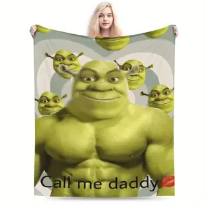 Shrek Flannel Blanket - Machine Washable, Bedding, Perfect for Sofa, Birthday Surprise, Couple Gift, Soft and Comfortable