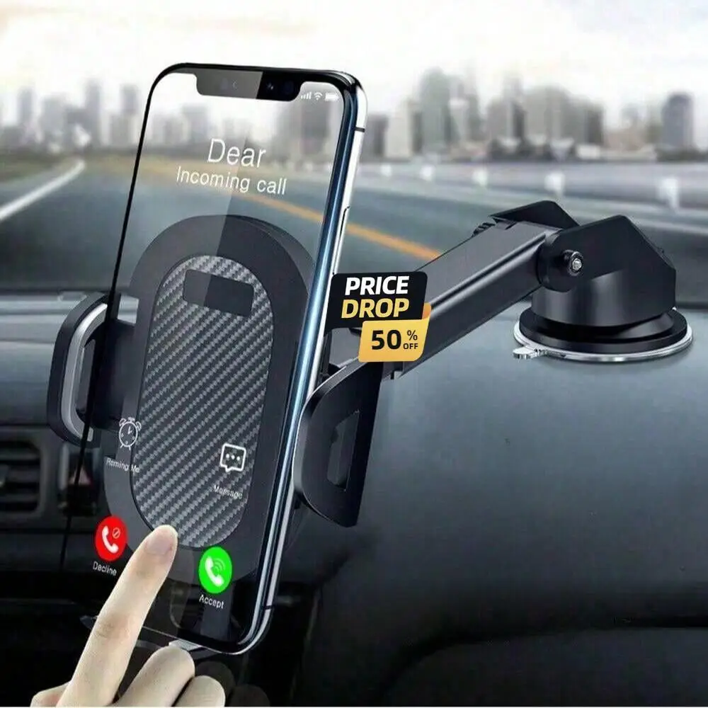 360° Rotatable Car Phone Holder, Car Dashboard Suction Cup Cellphone Mount, Washable Car Phone Holder for iPhone & Android, Phone Fixed Holder for Car