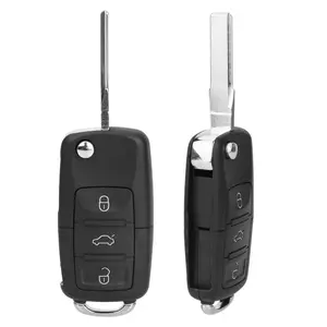 Remote Key Shell Replacement Flip Folding 2 Buttons for VW Golf Jetta Touran Tiguan Jetta B5 Car Key Cover Auto Key Case, Car Key Protector