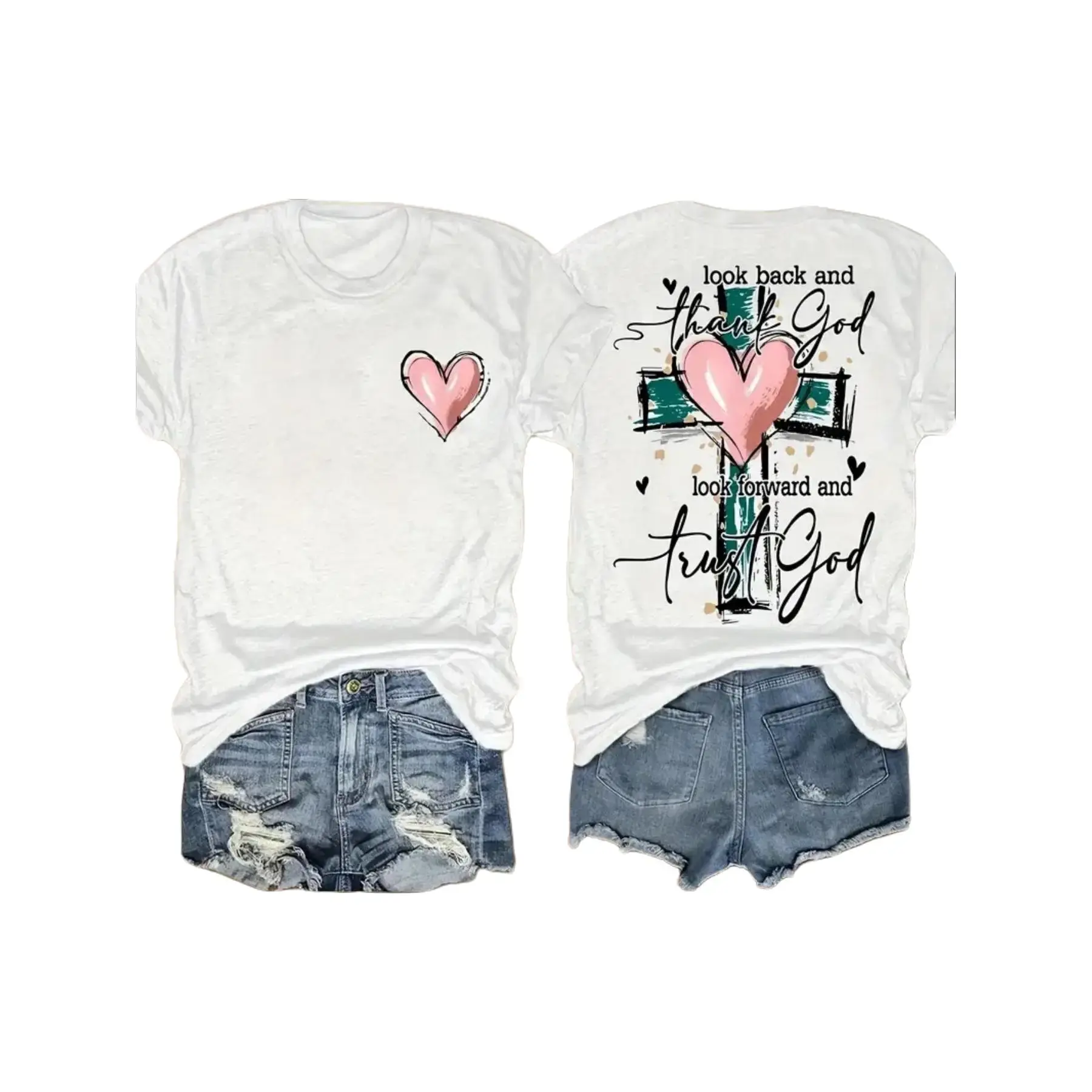 Women's Round Neck Printed T-shirt, Suitable for Holidays, Travel, Beach Parties, Family Gatherings, Gifts, Participating in, Etc.!Local Warehouse