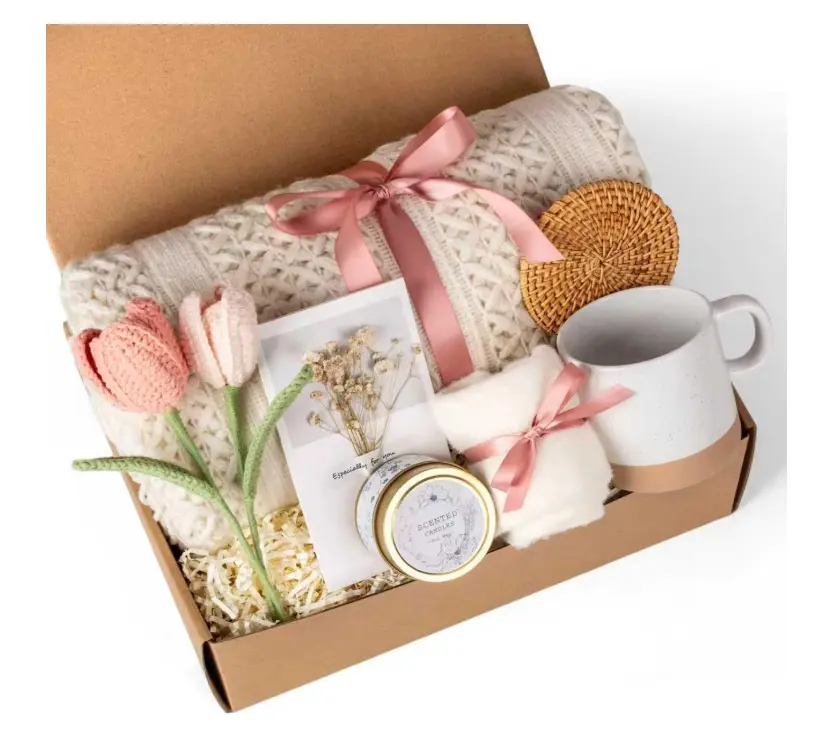 Color Pink Gift Baskets for Women, Birthday Gifts for Women, Self Care Gift Baskets Care Package, Thank You, Get Well, Sympathy Inspirational Friendship Gifts for Mom, Grandma, Sister,Friends, Girls