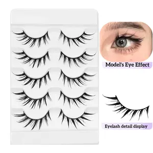 5 pairs of ancient style slanted flying false eyelashes, mom's natural makeup, supernatural simulation, hard stem eyelashes slanted flying