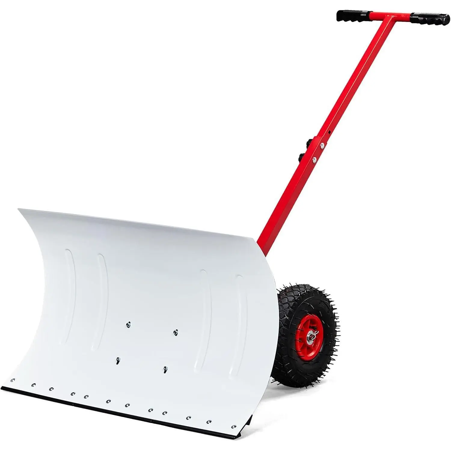 【Summervibes】Ubesgoo Snow Shovel with Wheels, 29" Wide 18" Long Snow Pusher Plow Angle & Height Adjustable Padded Handle, Efficient Clean Removal Tool for Driveway or Pavement