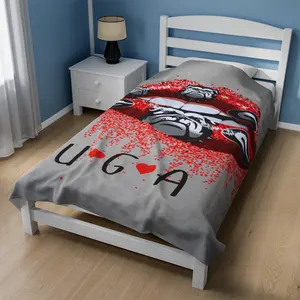 UGA Bulldogs Velveteen Plush Blanket, Cozy Throw Blanket, Georgia Fan Gift, Soft Bedspread, Sports Team Decor, Collegiate Merchandise