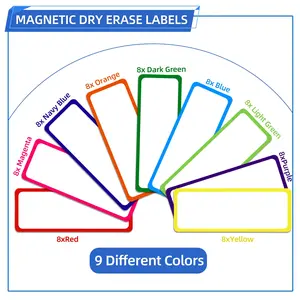 72pcs Magnetic Dry Erase Labels, Magnetic Feature, 3.2"x1.2" Reusable Colorful Name Plates, Waterproof Magnetic Label Stickers for Home, Office, School, Refrigerator, Locker, Board