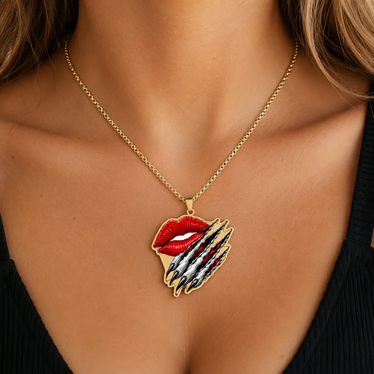 Soft Lips Sharp Claws Necklace | Cute But Dangerous Pendant