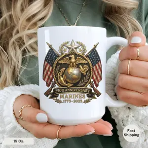 United States Marine Mug, 250th Marine Birthday Coffee Cup, Marine Corps Anniversary 1775-2025, Patriotic Veteran Gift, Military Keepsake