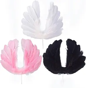 3 Pcs Imitation Feather Angel Wing Cake Topper Feather Birthday Cake Topper Bir mollensiuer