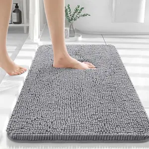 OLANLY Bathroom Rugs 30X20, Extra Soft Absorbent Chenille Bath Rugs, Rubber Backing Quick Dry, Machine Washable Bath Mats for Bathroom Floor, Tub and Shower, Home Decor Accessories, Grey No Brand