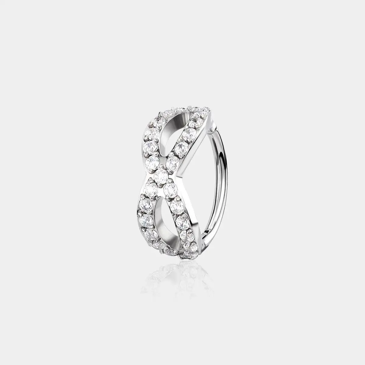 Oufer 20G Double Row Crisscross CZ Nose Ring in 316L Stainless Steel Hypoallergenic with Sparkling Accents for Everyday & Party Wear