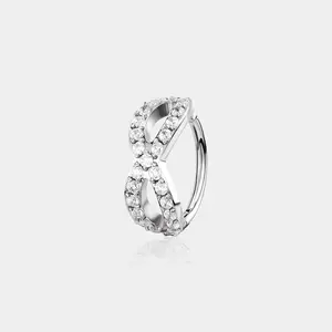 Oufer 20G Double Row Crisscross CZ Nose Ring in 316L Stainless Steel Hypoallergenic with Sparkling Accents for Everyday & Party Wear
