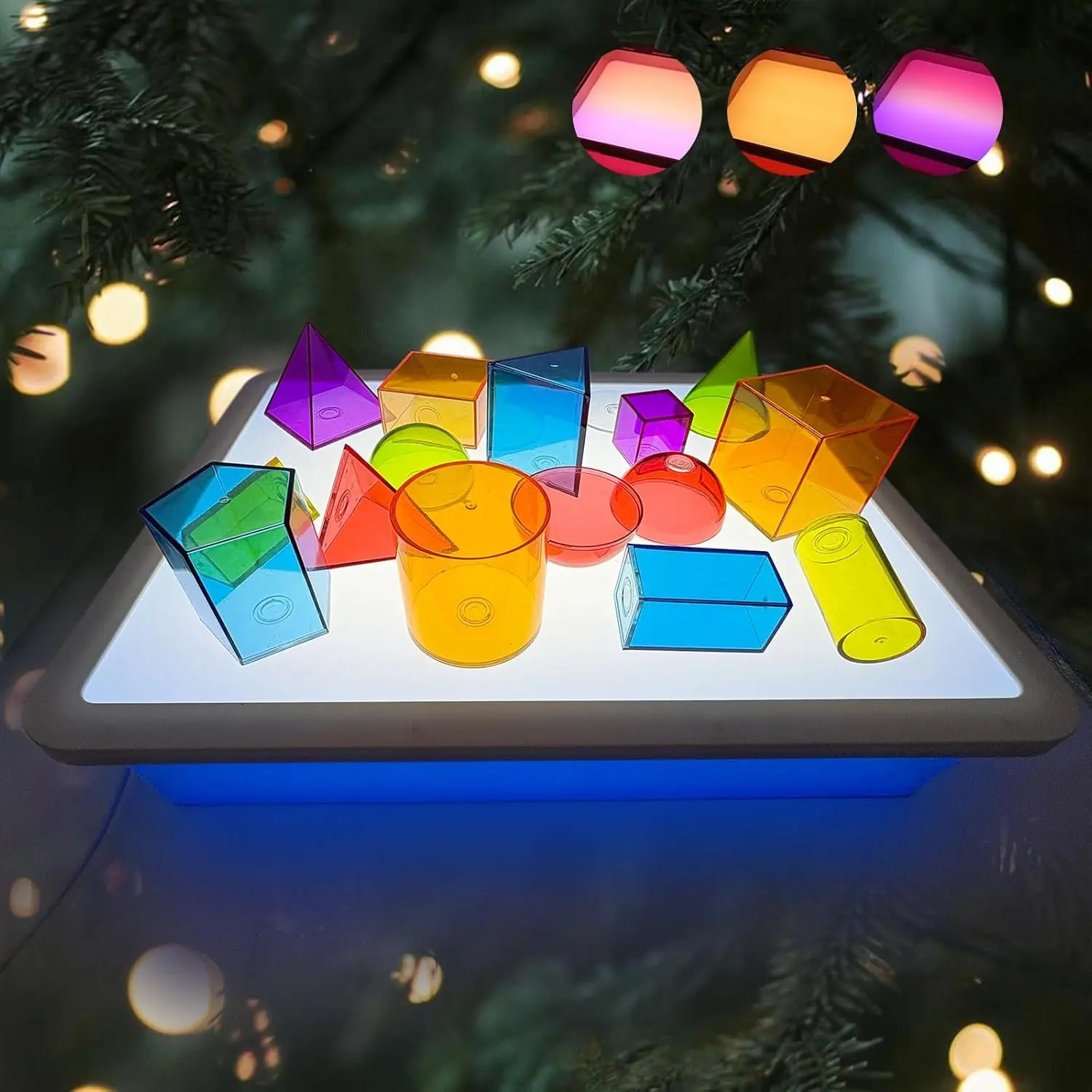 16" LED Light Table for Kids, 10 Levels & 3 Color Modes, Durable Cool-Touch Light Box for Tracing, Art, Portable Box Fits IKEA Flisat Table, Perfect for Magna-Tiles Alphabet Learning, Sensory Play (Blue)