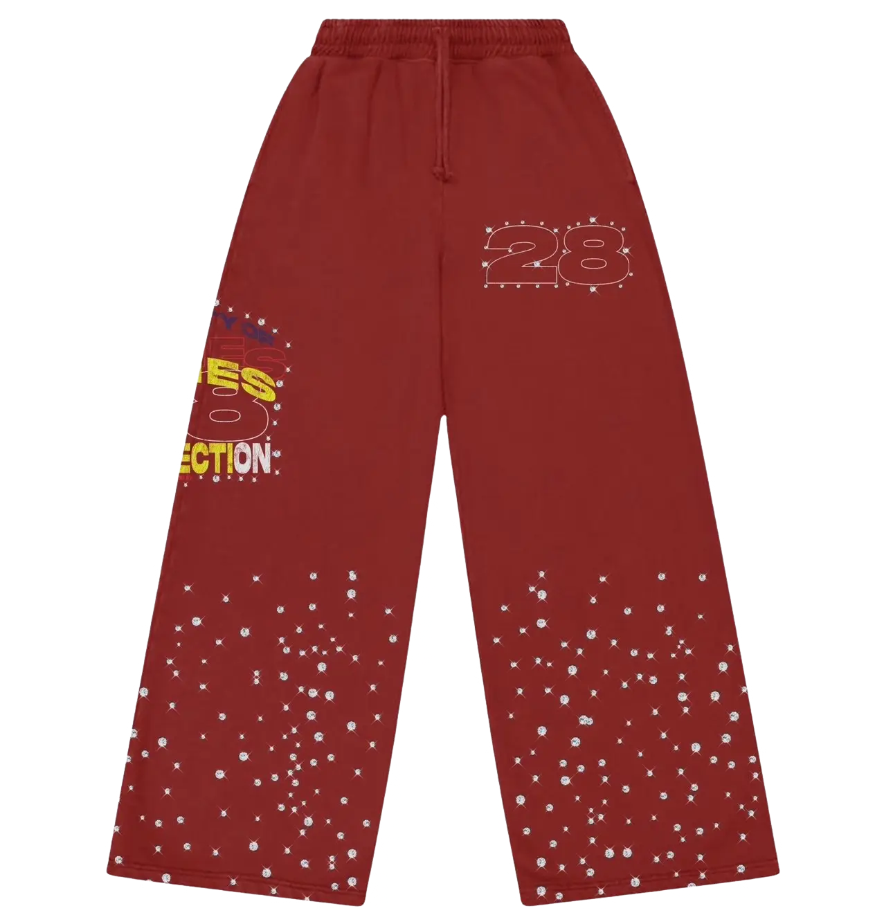 Maroon Red Rhinestone Sweatpants