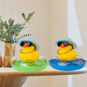 Cute mini swimming ring, sunglasses, gold chain, duck ornament, suitable for car interior decoration whimsical home decor Decorations for Summer Pool Parties, Party Favors Assortment great holiday gift Animals
