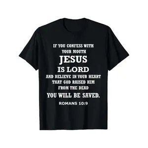 Men's Romans 10:9 Jesus is Lord Bible Verse T-Shirt - Christian Faith Apparel Crewneck Tee, Soft Breathable Cotton Shirt for Church, Gym, Casual Attire - Machine Washable Religious Gift for Men