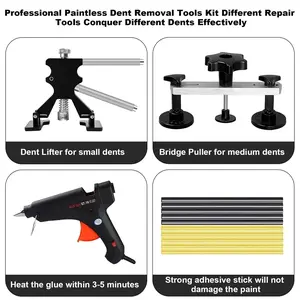 Garvee Professional Paintless Dent Removal Tool Kit for Auto Body – Complete Car Dent Repair Set with Lifter, T-Bar Suction Puller, Bridge Puller, Rubber Hammer, Suction Cup – Ideal for Collision Repair