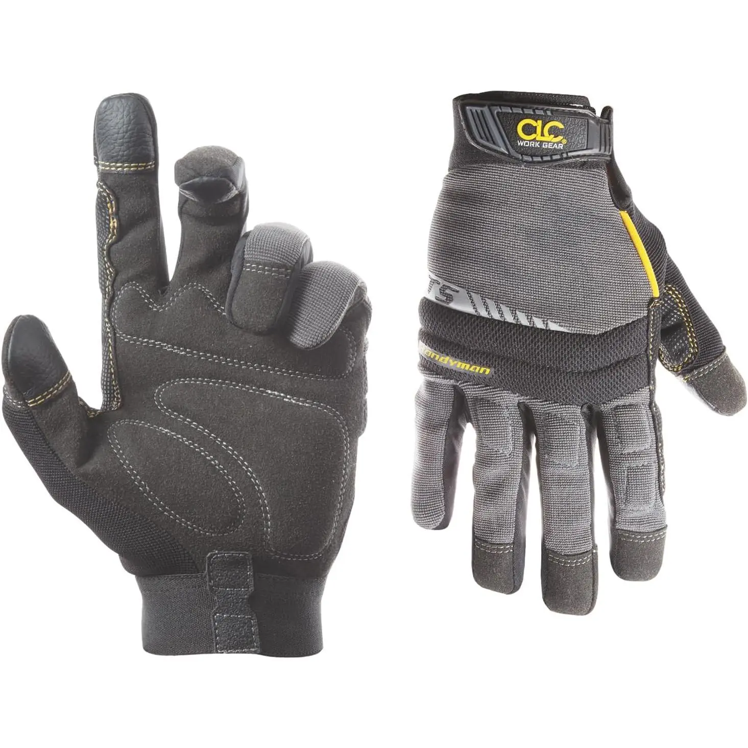 Custom Leathercraft 125 Handyman Flex Grip Work Gloves, 1 Pair, Spandex-Lycra Blend, Water Resistant, with Concealed Inner Stitching, Flexible
