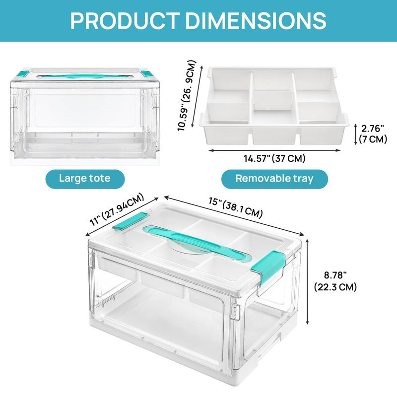 2 Pack  Clear Plastic Craft Organizers and Storage Box with Removable Trays and Dividers, Art Supply Organizers and Storage, Ideal Containers for Coloring Books, Toys, Craft Supplies, Medicine, New Year Gift