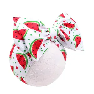 BY-SQ Watermelon Bow Headband for Girls Newborn Infants Toddlers - Red, 1 Count