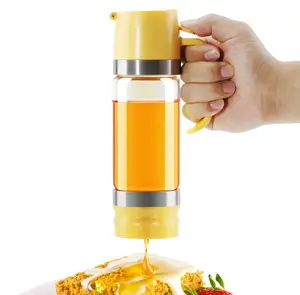 Glass Honey Dispenser No-Drip with Handle – 12 oz Maple Syrup Jar Dispenser for Coffee, Pancakes & Waffles – Elegant Glass Syrup Container for Easy Pouring – Honey Jar for Kitchen & Breakfast Table