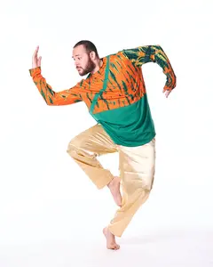 Men’s Tunic – Orange & Green Batik Print | Christian Praise Dancewear | ARISE Collection