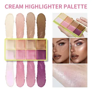 8-shade cream highlighter palette, matte and pearlescent highlighters, all-in-one highlighter and contouring palette, cream highlighter, dewy-finish cream highlighter palette, multi-purpose make-up palette