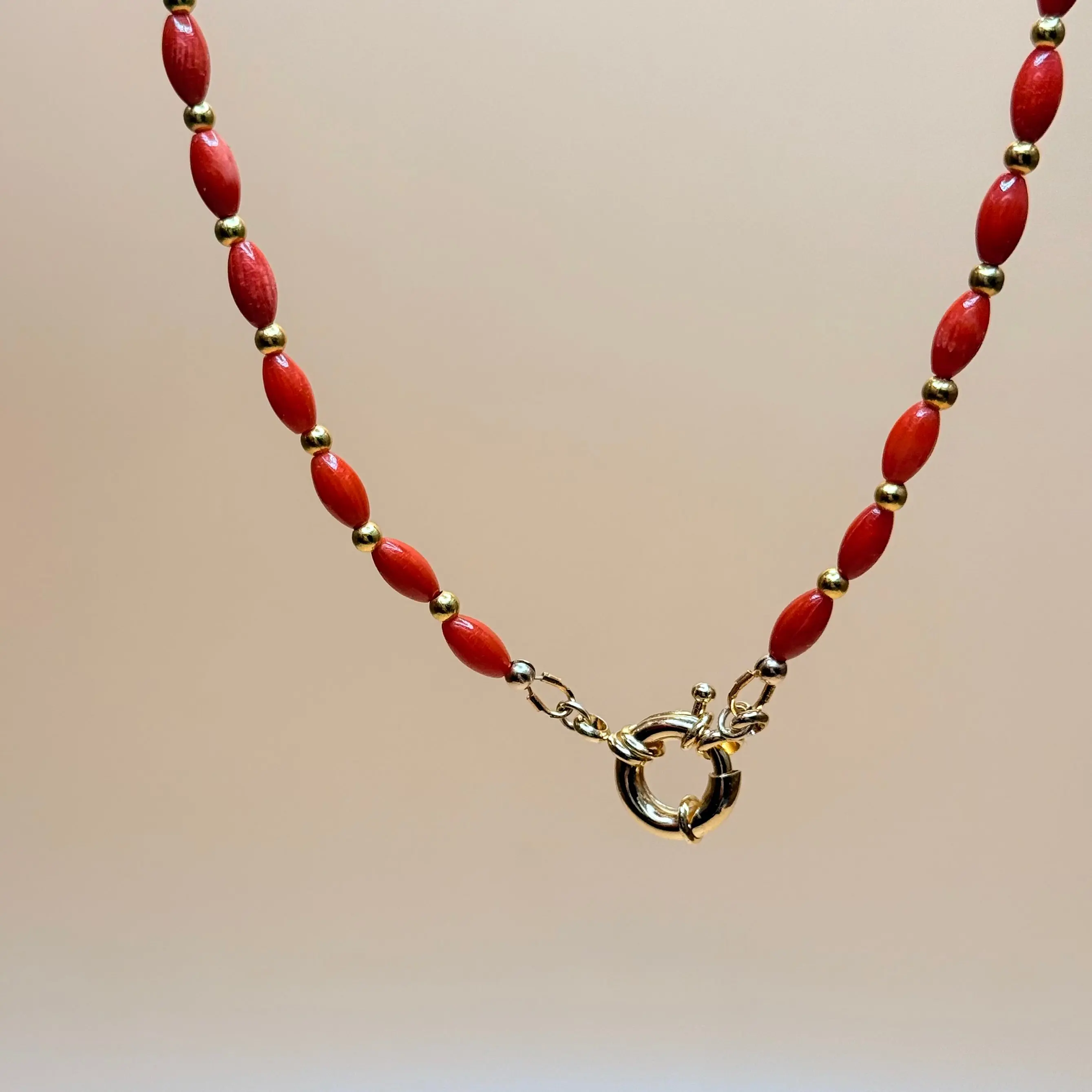 Red Hot Coral Beaded Necklace