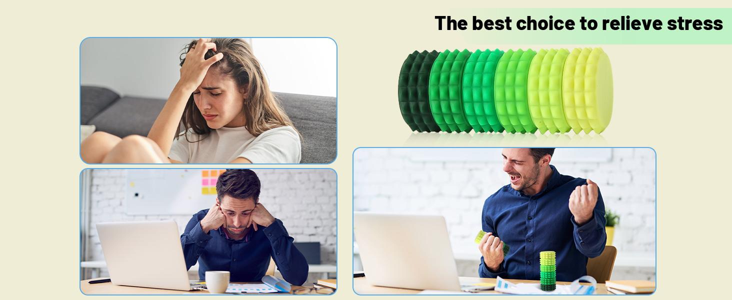 Silicone Magnetic Stress Balls, 6 Pack Pain Stim Fidget Toys Adults & Teens, Sensory Toys for Kids with Autism ADHD with Storage Box, Stress Relief & Focus Handheld Roller for Office Travel Classroom(green)