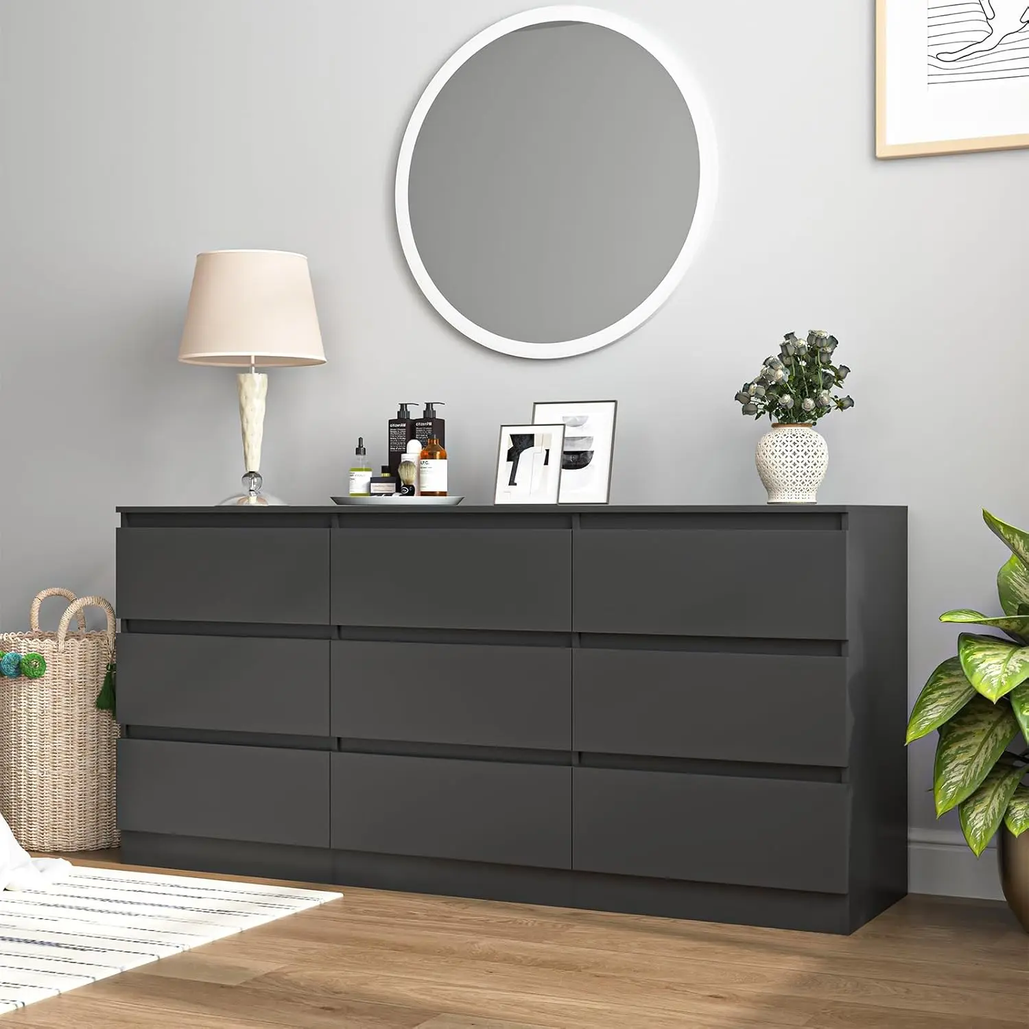 Black-9 Drawers(15.7"D x 59.1"W x 28.3"H)
