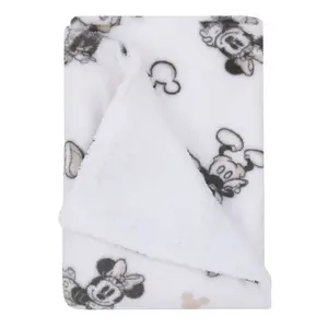 Mickey and Minnie Mouse Black and White Super Soft Sherpa Baby Blanket