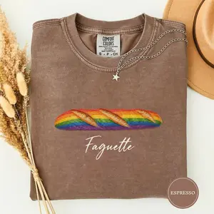 Faguette LGBT Pride T-Shirt, Funny Food Pun Tee, Cute French Baguette Gift, Gay LGBTQ Designer Shirt, All-GenderSoft Cotton Design