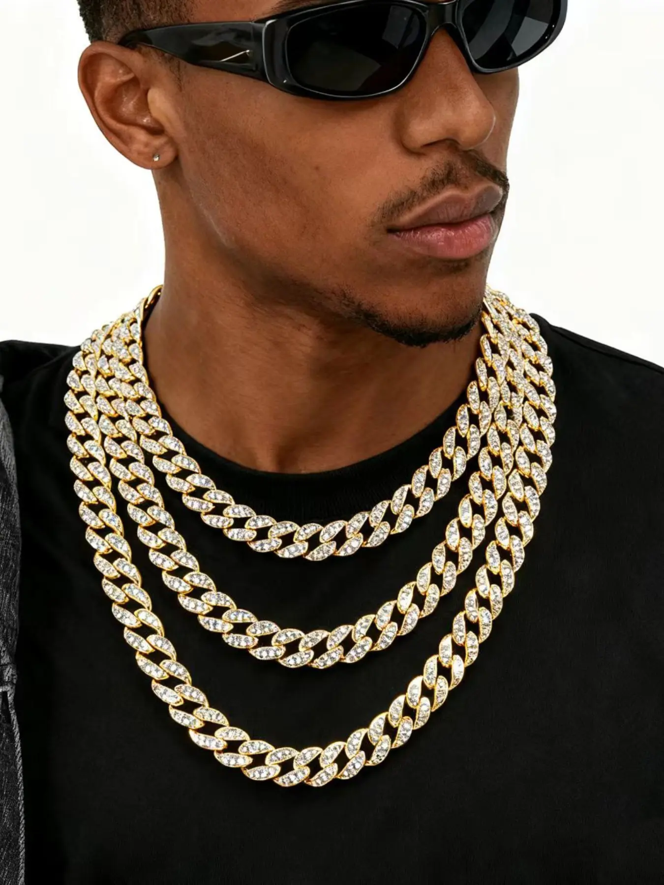 Gold Iced Out Cuban Link Chain | Hip Hop Alloy Necklace | Non-fading Diamond Chain