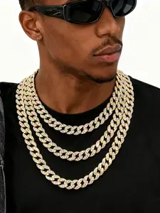 Gold Iced Out Cuban Link Chain | Hip Hop Alloy Necklace | Non-fading Diamond Chain