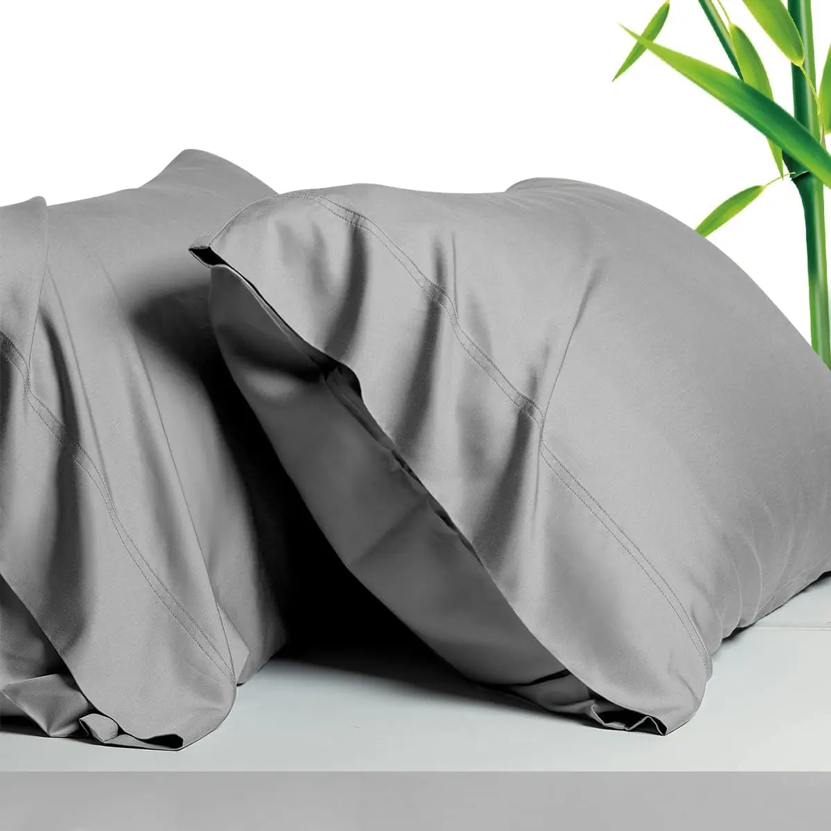 100% Viscose Made from Bamboo Cooling Pillowcases Queen Size Set of 2-Pack for Hot Sleepers and Night Sweats- Softness and Pillow Cases-Envelope Closure (Grey -20 x 30 Inches)