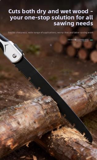 Folding saw, woodworking cutting pruning hand saw equipped with an SK5 curved blade for garden pruning—a folding hand saw suitable for tree trimming, camping, gardening, and woodworking tasks.