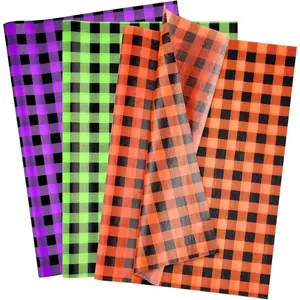 60 Sheets Halloween Tissue Paper 14 x 20inch Orange Green Purple Buffalo Plaid Wrapping Paper for DIY Craft Gift Bags Halloween Party Supplies